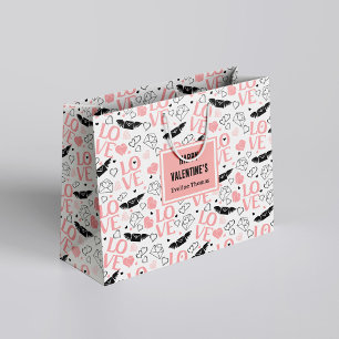 Modern Wedding Heart Sketch Personalized Gift Bag