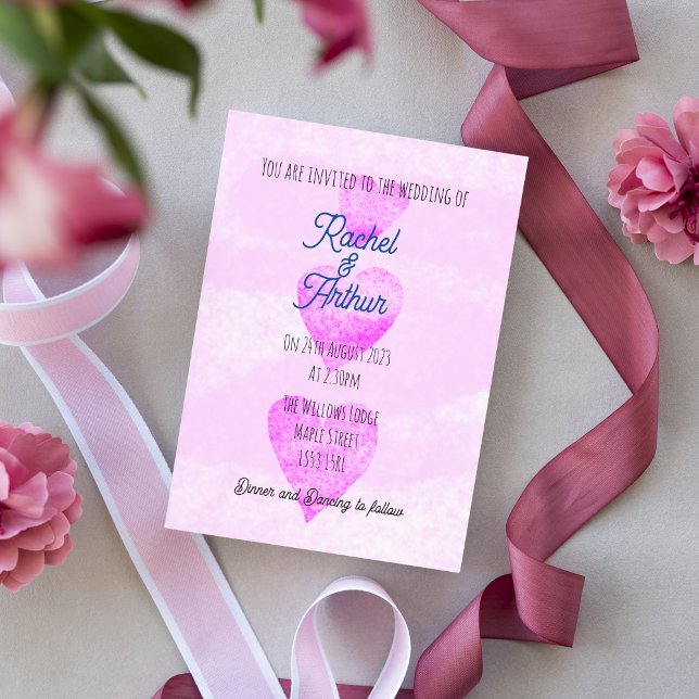 Modern wedding hearts simple design stylish invite (Creator Uploaded)