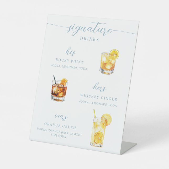 Modern Wedding His Hers Signature Drinks Sign (Front)