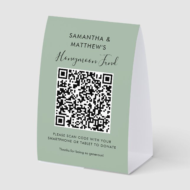 Modern Wedding Honeymoon Fund QR Code Donation (Front)