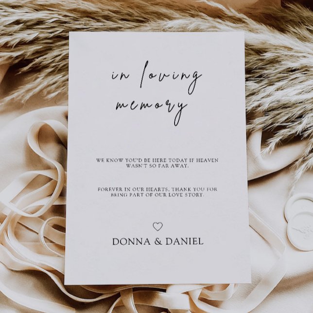 Modern Wedding In Loving Memory Sign, Invitation (Modern Wedding In Loving Memory Sign, Invitation)