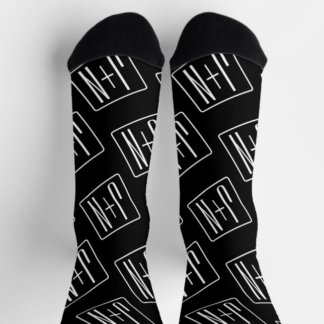 Modern Wedding Initials Pattern | Black & White Socks (Top)