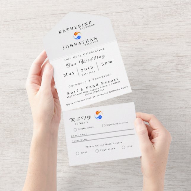 Modern Wedding Invitation-All in One All In One Invitation (Tearaway)