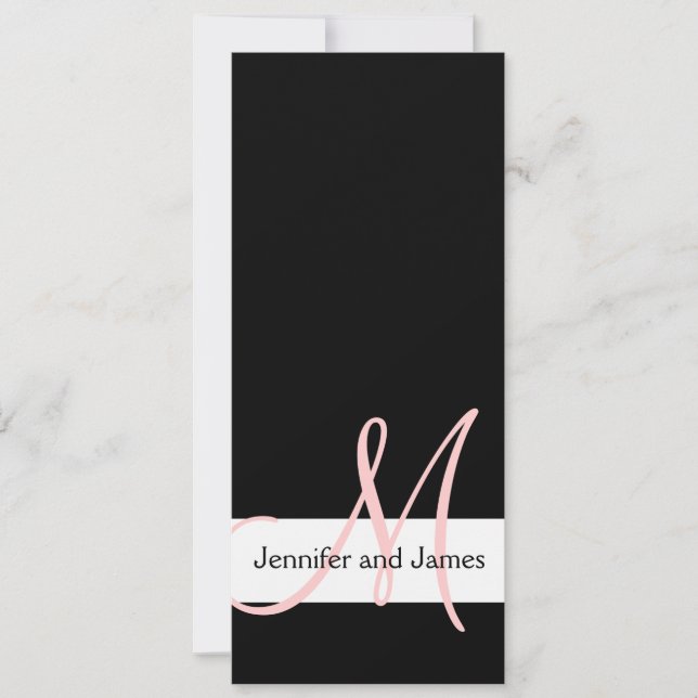 Modern Wedding Invitation Monogram | Black Pink (Front)