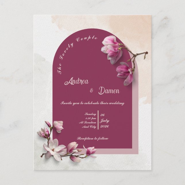 Modern Wedding invitation Postcard (Front)