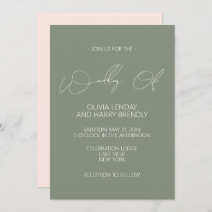 Modern Wedding Invitation Sage Green Blush Pink