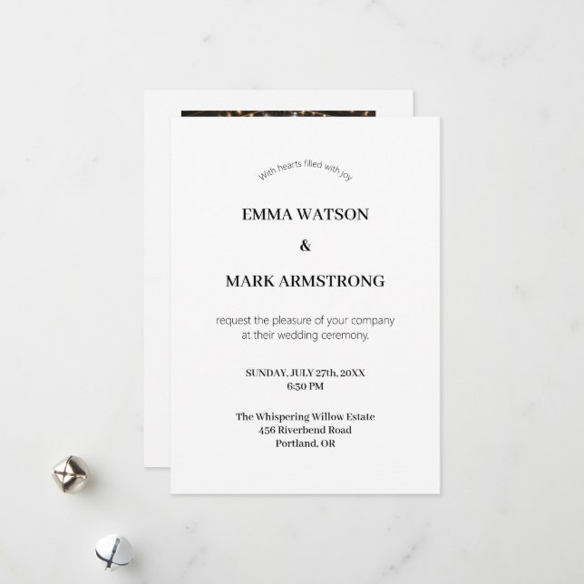 Modern Wedding Invitation Template with Photo (Front/Back In Situ)
