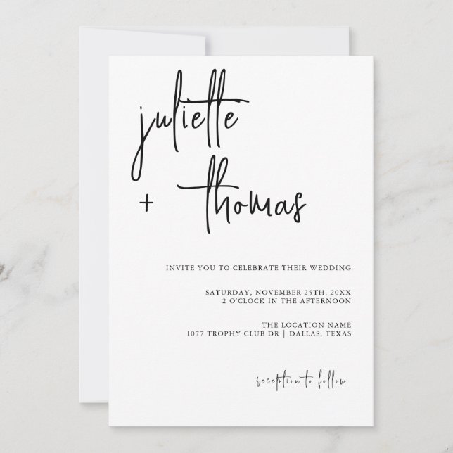 Modern Wedding Invitation with Elegant Calligraphy (Front)
