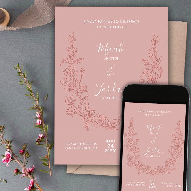 Modern Wedding Invitation With Floral Wreath (Creator Uploaded)