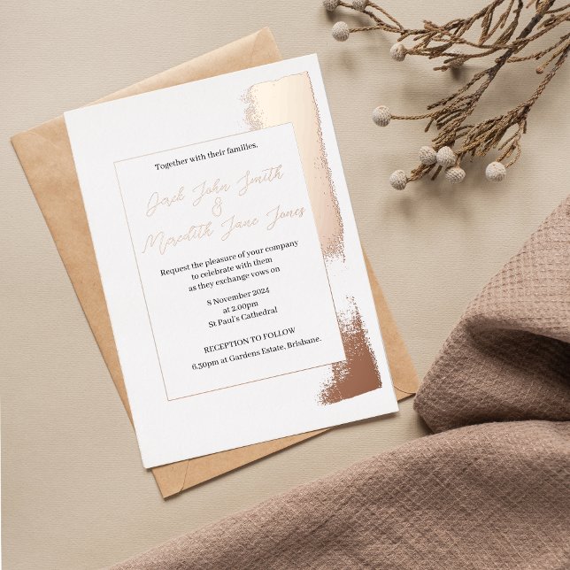 Modern Wedding Invitation with painted gold foil (Creator Uploaded)