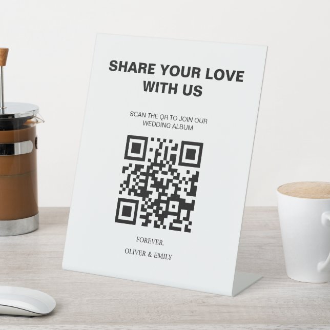 Modern Wedding Invitations with QR Code  Pedestal Sign (In SItu)