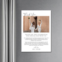 Modern Wedding Magnetic Photo Thank You Card