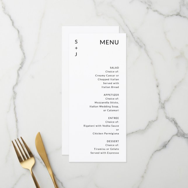 Modern Wedding  Menu (Front/Back In Situ)
