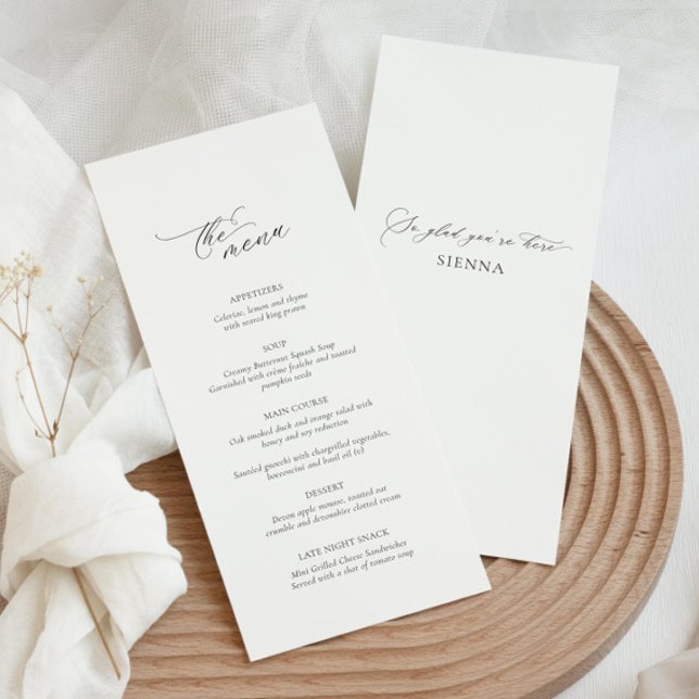Modern wedding menu card with guest name (Creator Uploaded)
