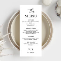 Modern Wedding Menu Dinner Minimal Place Setting