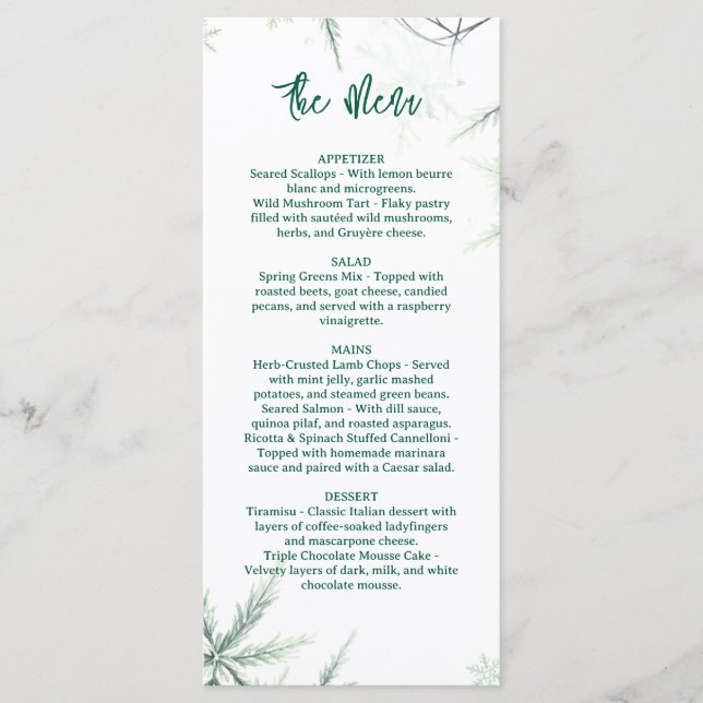 Modern Wedding Menu, Minimalist Menu, Elegant  Menu (Front)