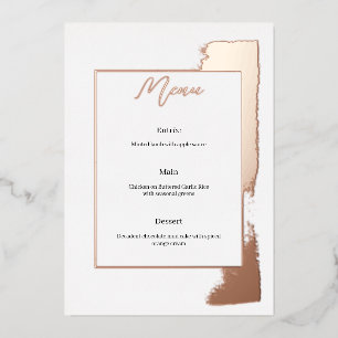 Modern wedding menu with painted foil
