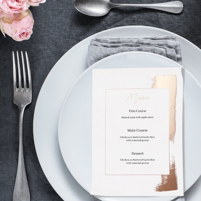 Modern wedding menu with painted foil (Creator Uploaded)