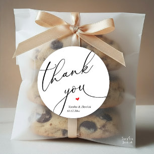 Modern Wedding Minimal Thank You Cute Heart Gifts Classic Round Sticker