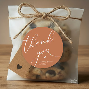 Modern Wedding Minimal Thank You Cute Heart Gifts Classic Round Sticker