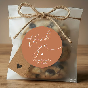 Modern Wedding Minimal Thank You Cute Heart Gifts Classic Round Sticker