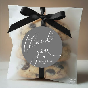 Modern Wedding Minimal Thank You Cute Heart Gifts Classic Round Sticker