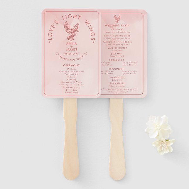 Modern Wedding Minimalist Elegant Romeo and Juliet Hand Fan (Front and Back)