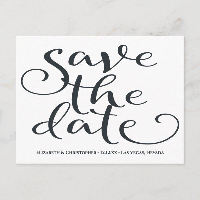 Modern Wedding Minimalist Save The Date Grey Postcard (Front)