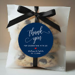 Modern Wedding Minimalist Thank You Gifts Classic Round Sticker<br><div class="desc">Modern Wedding Minimalist Thank You Gifts Classic favour Round Sticker,  in classy script,  red heart,  with bride and groom signature and wedding date,  navy blue theme.</div>