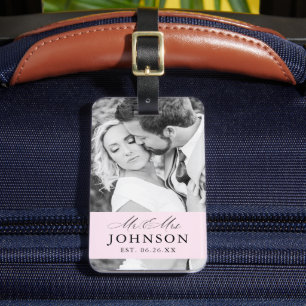 Modern Wedding Mr & Mrs Custom Photo Luggage Tag
