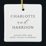 Modern Wedding Names Ceramic Ornament<br><div class="desc">A simple modern minimalist wedding ornament for the newlyweds. Elegant classical serif typography.</div>