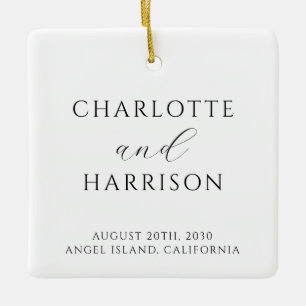 Modern Wedding Names Ceramic Ornament