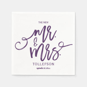 Modern Wedding Napkins Brush Script (Plum)