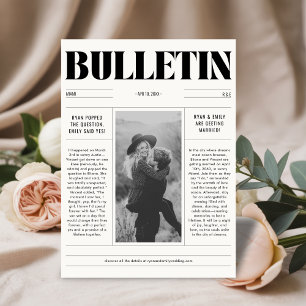 Modern Wedding Newspaper Save the Date Photo Card