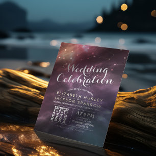 Modern Wedding Night Star Sky Galaxy Constellation Invitation