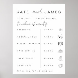 Modern Wedding Order of Events Timeline Sign 