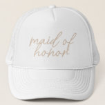 Modern Wedding Party | Beige Script Trucker Hat<br><div class="desc">Show your bride pride with personalised gear perfect for destination weddings,  rehearsal dinners,  and bachelor or bachelorette parties.</div>