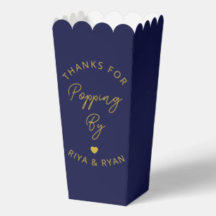 Modern wedding party navy and gold popcorn  favour box
