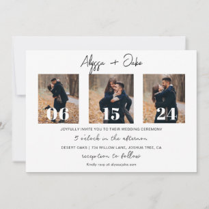 Modern Wedding Party Photo Minimal Save The Date Invitation