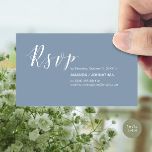 Modern Wedding Party RSVP, in Dusty Blue Enclosure Card