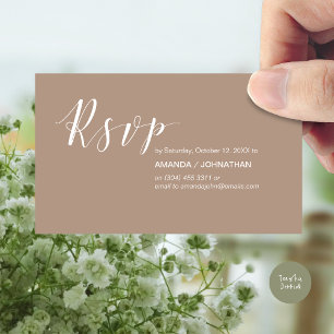 Modern Wedding Party RSVP, in Warm Taupe Enclosure Card