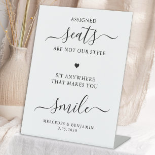 Modern Wedding Personalised Pick A Seat Not A Side Pedestal Sign