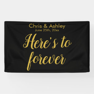 Modern Wedding Photo Booth Photobooth Black Gold Banner