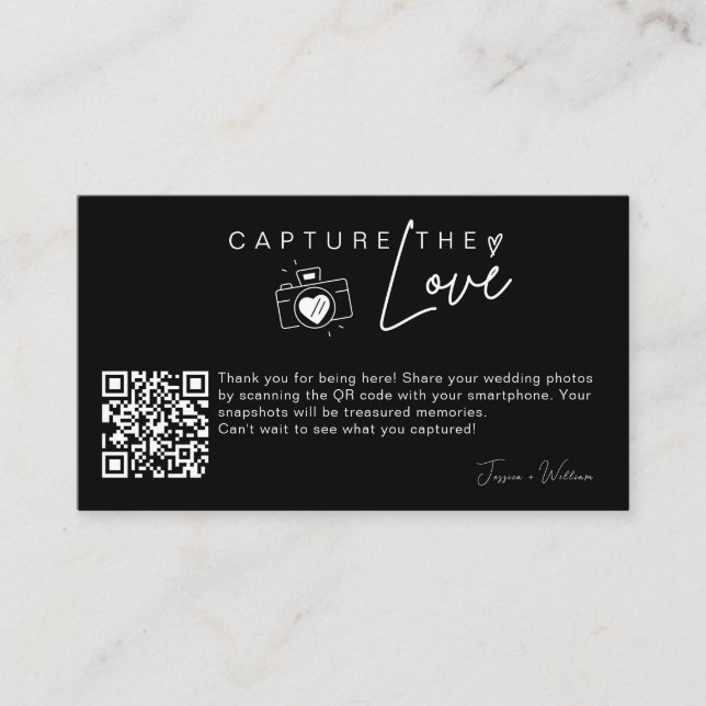 Modern Wedding Photo Capture the love Qr Code Enclosure Card (Front)