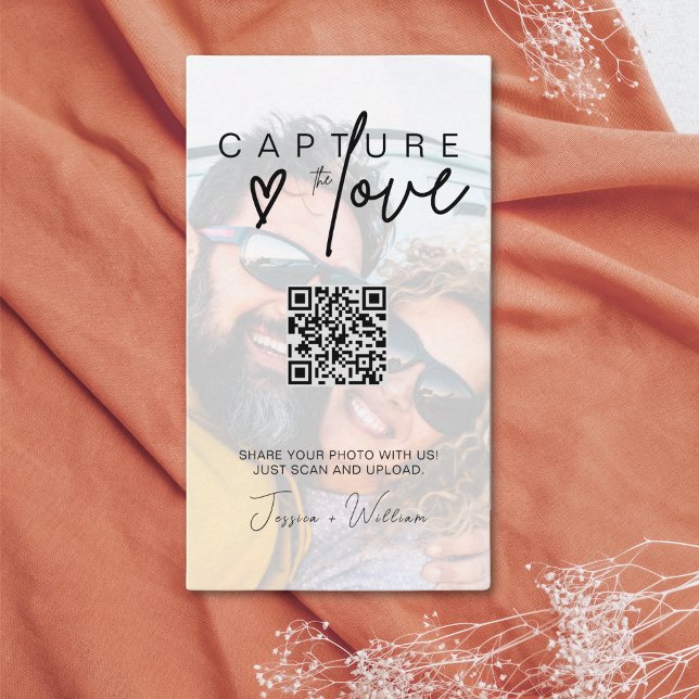 Modern Wedding Photo Capture the love Qr Code Enclosure Card (Creator Uploaded)