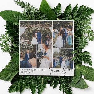 Modern Wedding Photo Collage Square Thank You