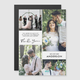 Modern Wedding Photo Collage Thank You 