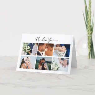 Modern Wedding Photo Collage Thank You Card