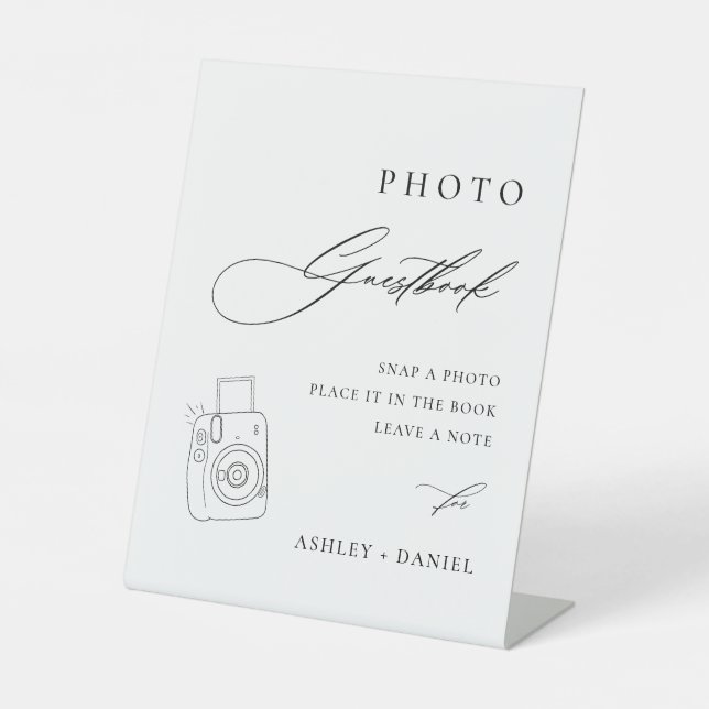 Modern Wedding Photo Guestbook  Pedestal Sign (Front)