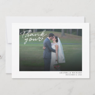 Modern Wedding Photo Hand-Lettered Thank You Card